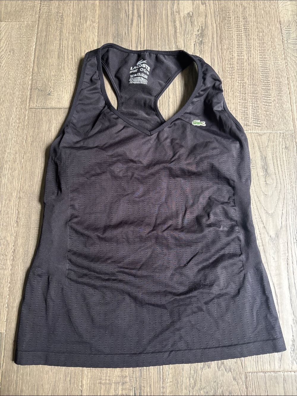 Lacoste Sport | Moisture-Wicking Second-Skin Knit Tank Top V-Neck Black Medium